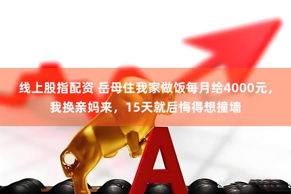 线上股指配资 岳母住我家做饭每月给4000元，我换亲妈来，15天就后悔得想撞墙